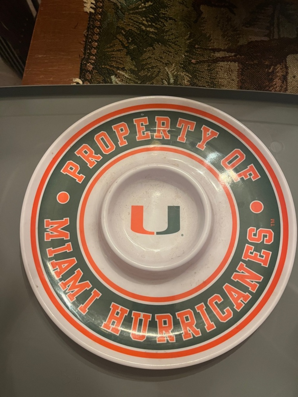 Miami Hurricanes Chip & Dip Serving Platter with U Logo